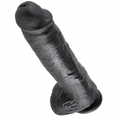 KING COCK - 11 DILDO PRETO COM BOLAS 28 CM