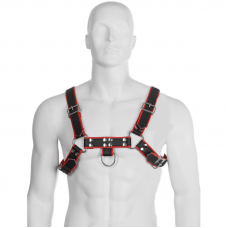 LEATHER BODY - ARNÊS DE III PRETO / VERMELHO