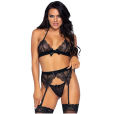 LEG AVENUE - TRÊS PEAS SET TOP, CINTA LIGA E G-STRING L
