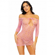 LEG AVENUE - HEART NET MINI VESTIDO TAMANHO ÚNICO - ROSA