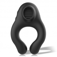 BLACK&SILVER - ANEL VIBRADOR DE SILICONE 3 MOTORES RECARREGÁVEIS PRETO