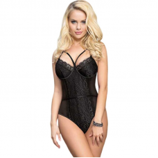 QUEEN LINGERIE - TEDDY DE RENDA PRETA L/XL